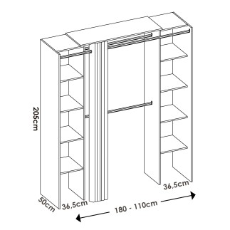 Vestidor con Cortina frontal Roble