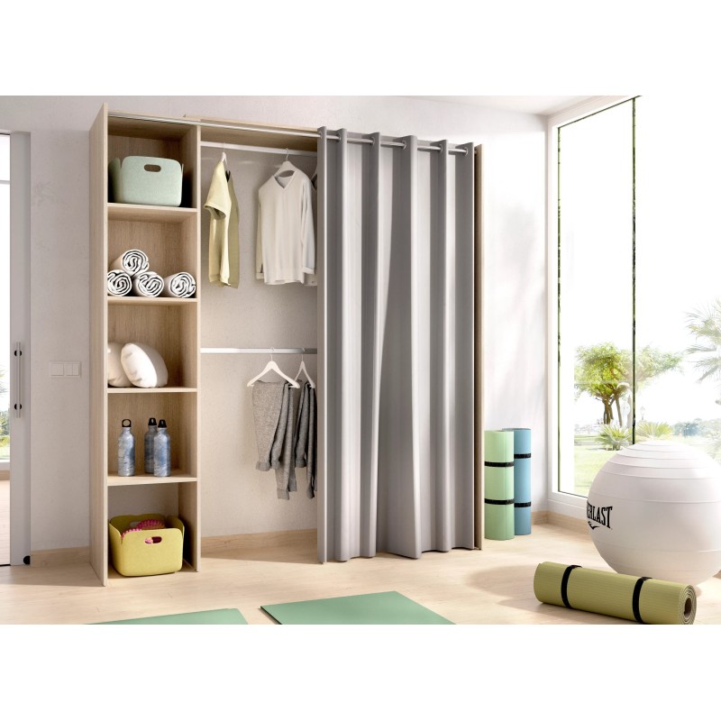 Vestidor con Cortina frontal Roble