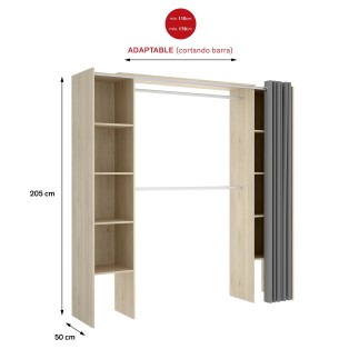 Vestidor con Cortina frontal Roble